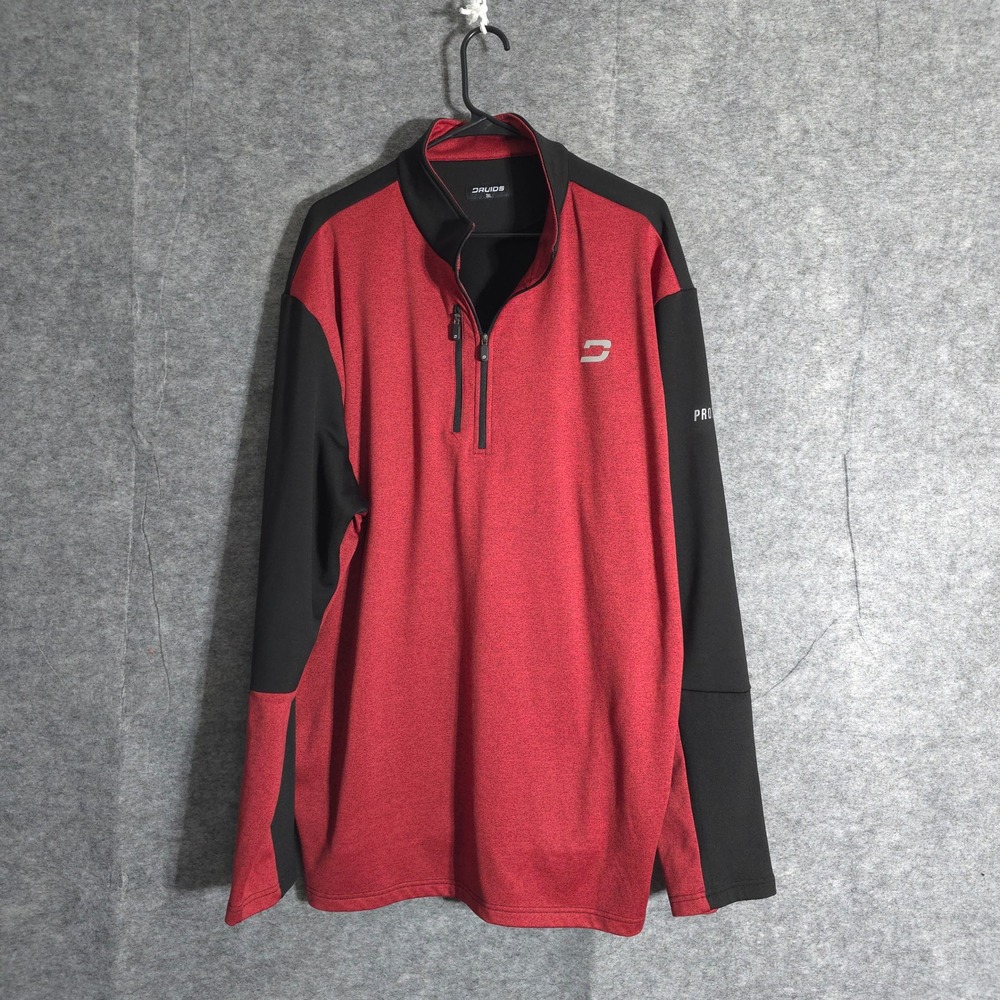 Druids 1/4 Zip Pullover Men 3XL Red Black Athletic Performance Long Sleeve Shirt